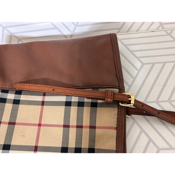 Burberry Beige Brown Leather Haymarket Check Canterbury Tote Shoulder Bag Italy - Picture 14 of 16
